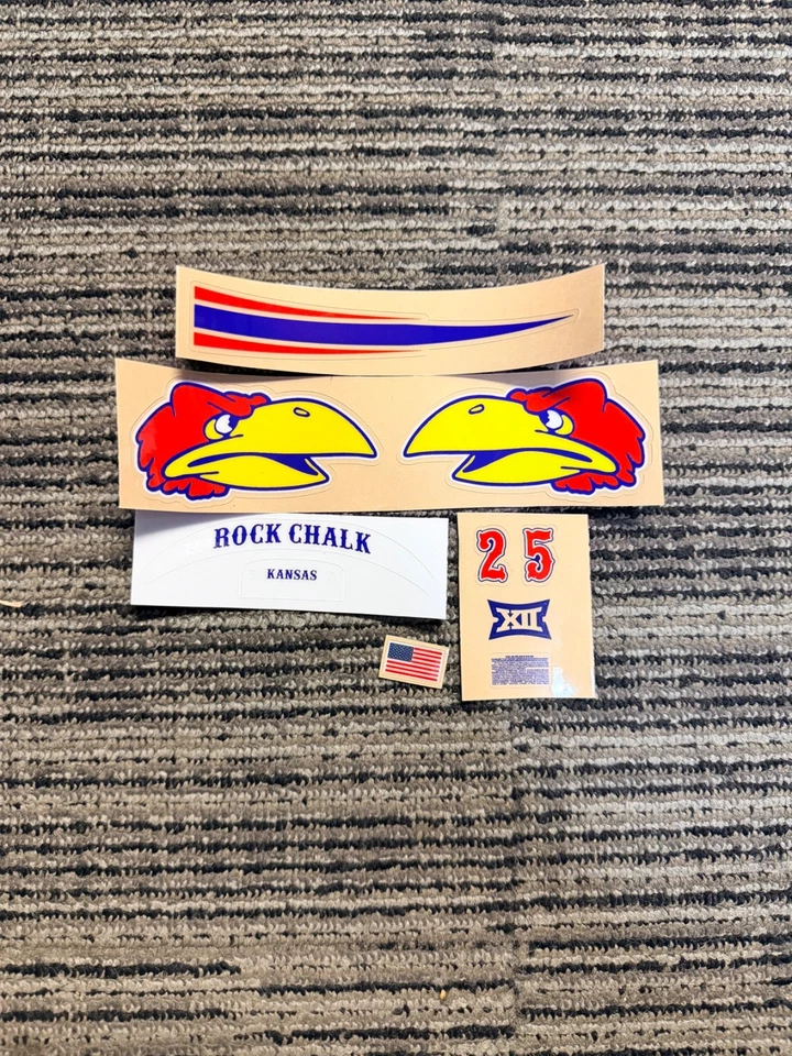 Mini Kansas Jayhawks Football Helmet Decals Riddell Speed 1941 Throw Back - Image 1 of 1