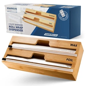 2 in 1 Wrap Dispenser with Cutter and Labels, Plastic Wrap, Aluminum Foil and... - Picture 1 of 7