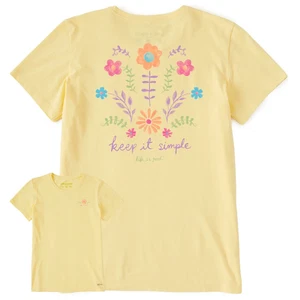 Life is Good Damen T-Shirt "Keep It Simple" Kurzarm Crusher Gr. L gelb - Bild 1 von 5