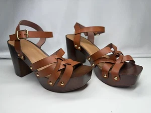 Madden Girl Damenschuhe Größe 7,5 braun G-Kork Plateau Riemchensandalen Nieten - Bild 1 von 12
