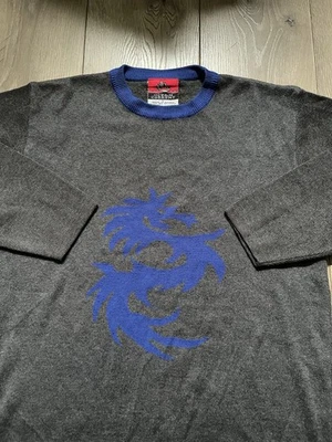 Suéter tejido apretado vintage Y2K Ocean Current gris dragón grunge talla grande para niños Foto 1 de 4