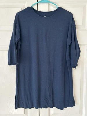 Blusa túnica modal manga ballet azul marino con abertura lateral talla S J.Jill nueva sin etiquetas Foto 1 de 4