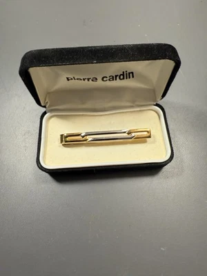 Vintage Pierre Cardin Classic 2 Tone G/S Tie Clasp Clip Bar Old Stock Orig Box - Image 1 of 4