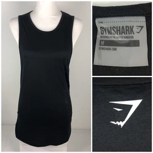 Gymshark Damen Medium Top schwarz ärmellos Polyester Viskose durchsichtig gebraucht, in einwandfreiem Zustand - Bild 1 von 12