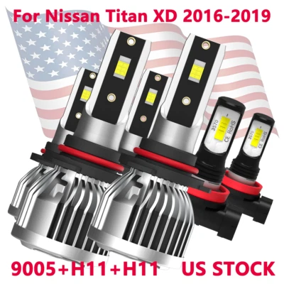 9005 H11 H11 For Nissan Titan XD 2016-2019 LED Headlight Fog Light Bulbs Kit - Image 1 of 4