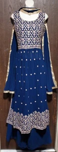 M 38 Readymade stitched bollywood Partywear Sharara Kameez Dupatta Suit Dress - Picture 1 of 12