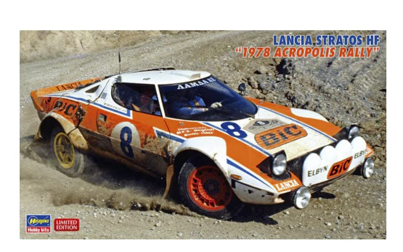 HASEGAWA CAR 20692 LANCIA STRATOS HF BIC  ACROPOLIS 1978 RALLY  1/24 SCALE KIT - Immagine 1 di 1