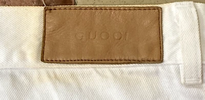 Calça jeans Gucci vintage marfim branco algodão jeans W35" - Imagem 1 de 4