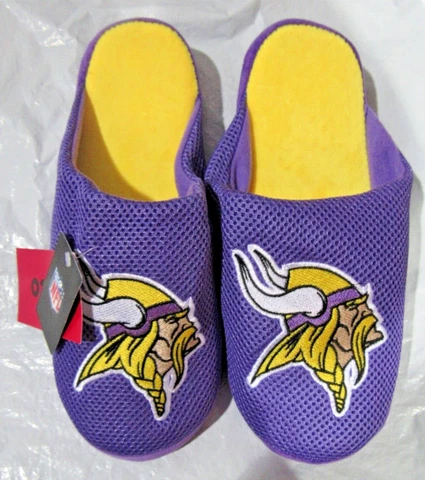 NFL Minnesota Vikings Logo on Mesh Slide Slippers Size Men S by FOCO Cover