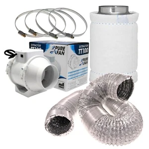 Kit de ventilación Grow filtro de carbón activo interior juego de ventilación ventilador de tubo ventilador - Imagen 1 de 7