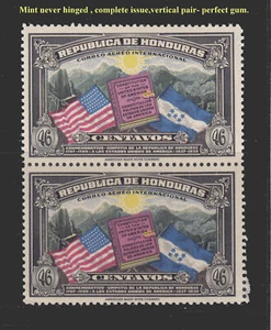 1937 HONDURAS US CONSTITUTION ANNIV. VERTICAL PAIR PERFECT GUM SCT.C84 MI.347 - Picture 1 of 1