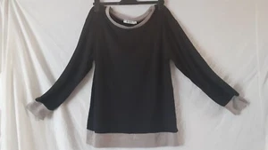 Ladies Black Lightweight Pullover With Grey Trim. Size L (18) Yidarton. - Picture 1 of 3