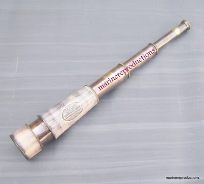 Longue-vue de style victorien Kelvin & Hughes, télescope en cuir et laiton... - Photo 1/4