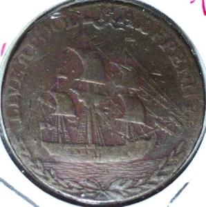 1791 GB Conder Half Penny - LANCASHIRE - LIVERPOOL - SHIP - D & H 71 - LIT 1028 - Picture 1 of 6