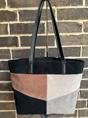 NUEVO CON ETIQUETAS $169 Bolso de Hombro The Sak Melrose Cuero Gamuza Neutro Bloque Negro mult Foto 1 de 4