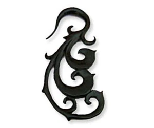 Ear Gauge Pair Carved Horn Expander Buffalo Bone Hook Organic Tribal Stretcher - Picture 1 of 7