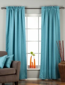 Türkis Stange Tasche Matka Rohseide Gardine / Gardine / Panel - Stück - Bild 1 von 17