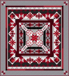 Quilt-Set Crimson Shadows 92" x 102" rot weiß grau und schwarz Queen Quilt Top - Bild 1 von 10