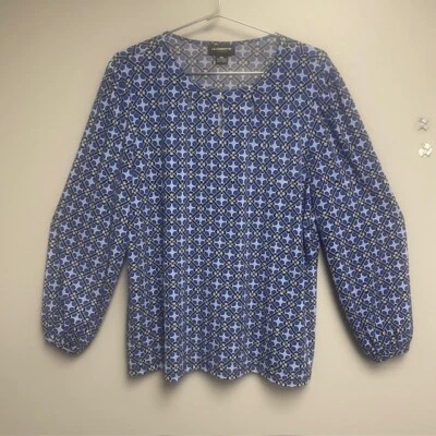 Liz Claiborne Career Blue Geo Status Print Women's Pullover Blouse - XXL - Image 1 of 4