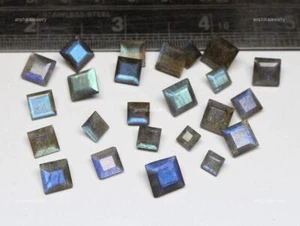 Natural Blue Flash Labradorite Square Faceted Spiritual Necklace Supply 5X5MM - Picture 1 of 9