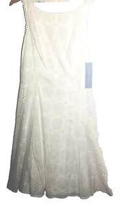 White Eyelet Lace Summer Dress Size 10 London Times Cut Out Back New with Tags - Picture 1 of 14