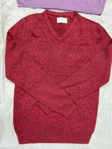 C&A The Basics Men's V-Neck 100% Cotton Jumper - Size S  - Speckled Red - Picture 1 of 2