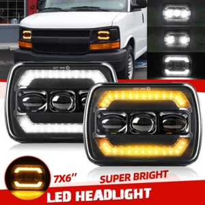 For Chevy Express Cargo Van 1500 2500 3500 Pair 7x6 5x7 Headlights Hi/Lo DRL - Foto 1 di 10