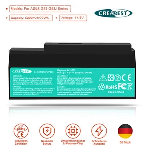 Bateria 14.8V 70-NY81B1000Z A42-G73 do ASUS G53 G73 Lamborghini VX7 VX7S VX7SX Nowa - Zdjęcie 1 z 12