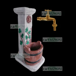 Fontana fonte secchio in cemento e marmo decorata rubinetto da giardino no ghisa - Foto 1 di 4