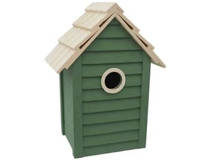 Vogelhaus Holz Grün Garten Balkon Deko Nisthilfe Brutkasten Nistplatz 25cm H - Bild 1 von 3