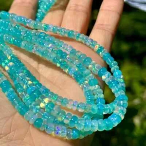 4x5mm +++Opale etiope naturale blu fuoco pietre preziose rotonde filo 16" - Foto 1 di 9