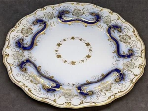 Vintage Cobalt Blue & Gold Decorated Dinner Plate - Maker Unknown - Picture 1 of 4