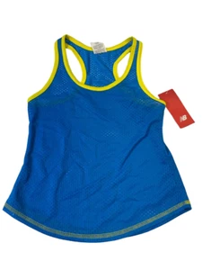 New Balance Youth Girls Mesh Running Racerback Tank Top Blue Yelow Green/Blue-M - Picture 1 of 7