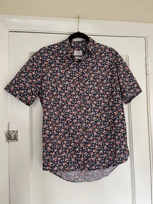 Vanishing Elephant Mens Navy Floral Printed Button Down Shirt 100% Cotton Size S - Image 1 of 4