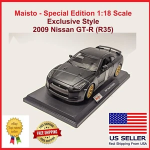 Maisto 2009 Nissan GT-R (R35) Black DieCast 1/18 Die-Cast Model Car 31704 NEW - Picture 1 of 12