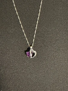 Women's Fashion Silver Plated Heart Purple Cubic Zirconia - Picture 1 of 4