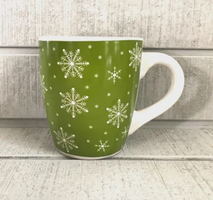 Taza de cerámica Le Gourmet Chef grande copo de nieve verde café té ~ 5 1/8" de alto - Imagen 1 de 5
