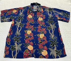 Vintage Ocean Current Original Blue Hawaiian Shirt Button Up Men’s M Medium - Picture 1 of 6