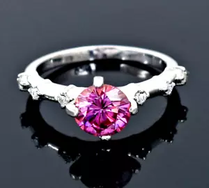 Certified 1.3ct Natural VVS1 Pink Diamond Ring For Anniversary in 14K White Gold - Picture 1 of 11