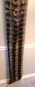 Cello Pattern Black Brown Semi-Sheer Polyester Scarf 60”x13” Made in Korea EC - Picture 1 of 3