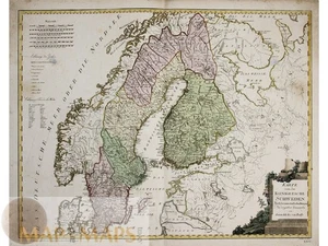 Large antique map of Kingdom of Sweden Norway, Denmark, Franz von Reilly, 1796. - Picture 1 of 1
