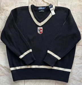 Polo Ralph Lauren Men's RLPC ZERMATT V Neck Wool Sweater 3XB Black/IvoryMSRP$165 - Picture 1 of 14