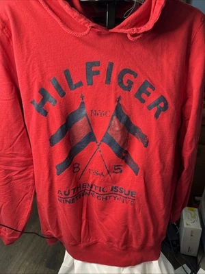 Tommy Hilfiger Sleepwear Hoodie Unisex Large Red Hoodie Sweatshirt 100% Cotton - Image 1 of 4