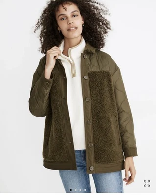 Гибридная куртка шерпа Madewell цвет капусты - Изображение 1 из 4