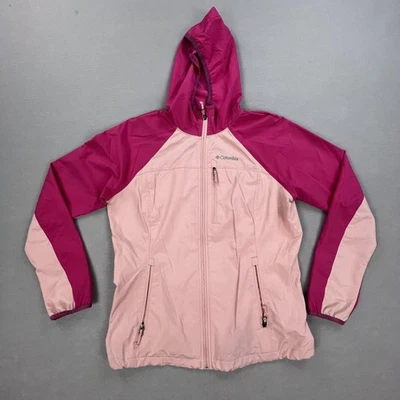 Columbia Jacket Womens Medium Pink Softshell Hooded Full Zip Windbreaker - Image 1 of 4