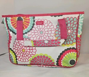 Thirty One Floral tote With Pink & Blue Flowers Beach Picnic 12x9" - Picture 1 of 11