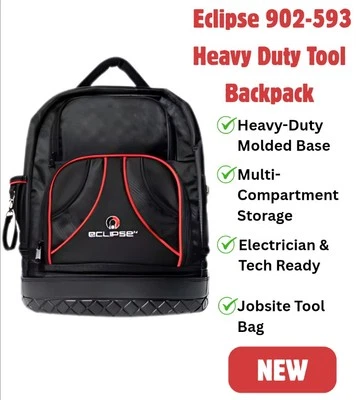 Eclipse Heavy Duty Tool Backpack Rugged Base Electrician Tech Gear - Image 1 of 4