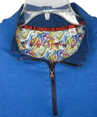 Chaqueta Pullover Robert Graham Para Hombre 2XL Azul Manga Larga 1/4 Cremallera Calce Clásico Foto 1 de 4