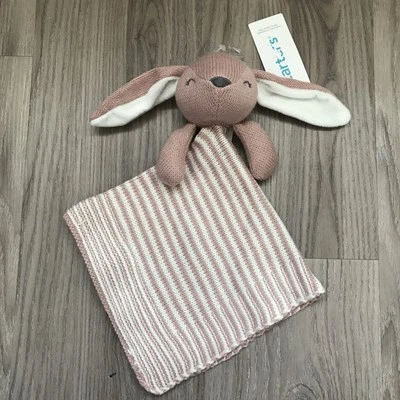 全新 Carter's Knit 兔子 婴儿 安全毯 兔子 粉红色 Lovey 女孩 — 第 1/4 张图片