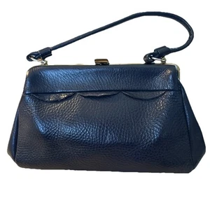 Vintage Casual Justin (Boots) Navy Blue Leather And Suede Purse Handbag 6x11” - Picture 1 of 10